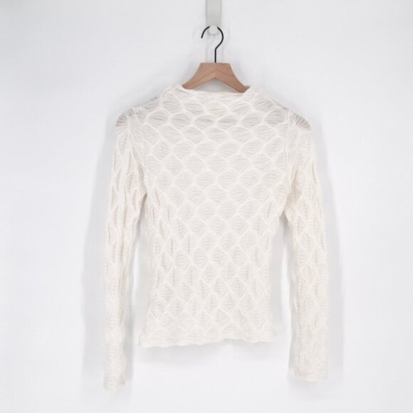 Anthropologie Maeve Talia Long Sleeve Mock Neck Textured Top in Ivory Women's S - Picture 3 of 10